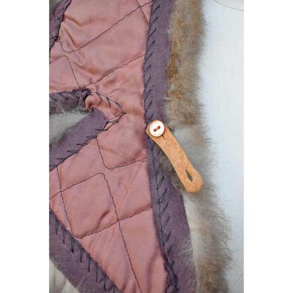 Vintage Dark Brown Shearling Fur Collar Soft Fluffy Chunky Almost Famous - Picture 8 of 9